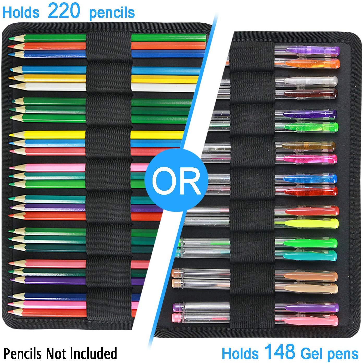YOUSHARES Colored Pencil Case 220 Slots Pen Case Organizer with Handy Wrap & Zipper, Multilayer Holder for Prismacolor Colored Pencils & Gel Pen (Ice-Cream) image number 1