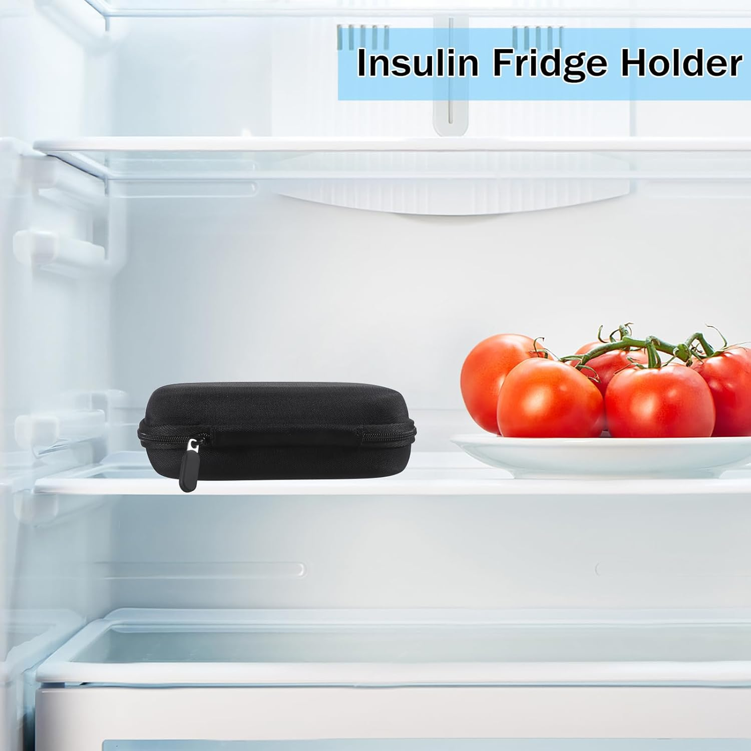 ELLDOO Insulin Fridge Holder Storage Case, 12 Slots Insulin Vial Organizer Bag Fitting Standard 10Ml U-100 Vials, Black Travel Case Bottle Organizer Reliable Vial Protector（Only Case） image number 1