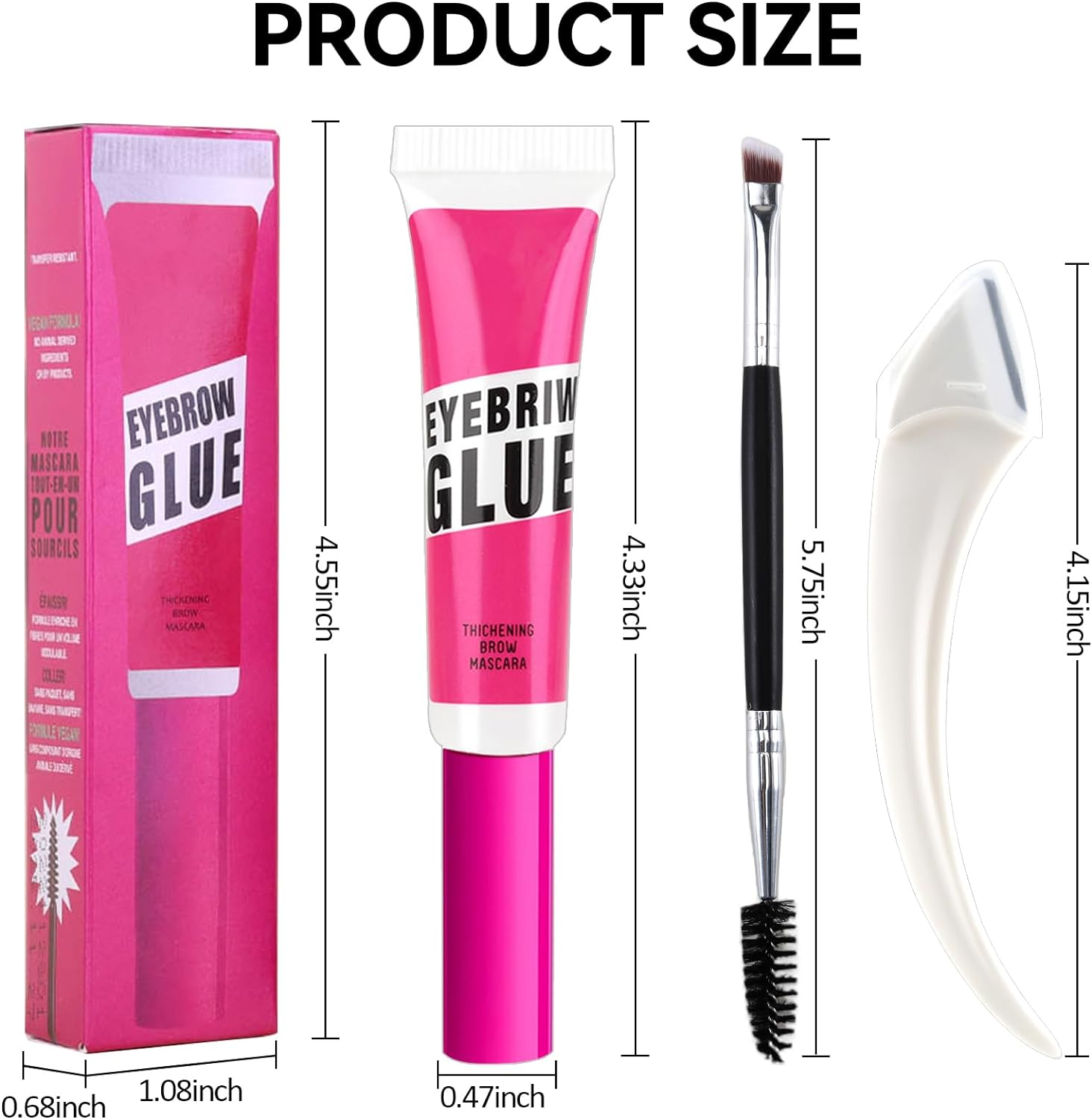 Erinde 2PC Clear Eye Brow Glue Kit, Professional Makeup Extreme Hold Eyebrow Gel, Waterproof Longwear Creates Natural Fluffy Feathered Look, with 1 Brow Razor & 1 Brush #01 image number 1