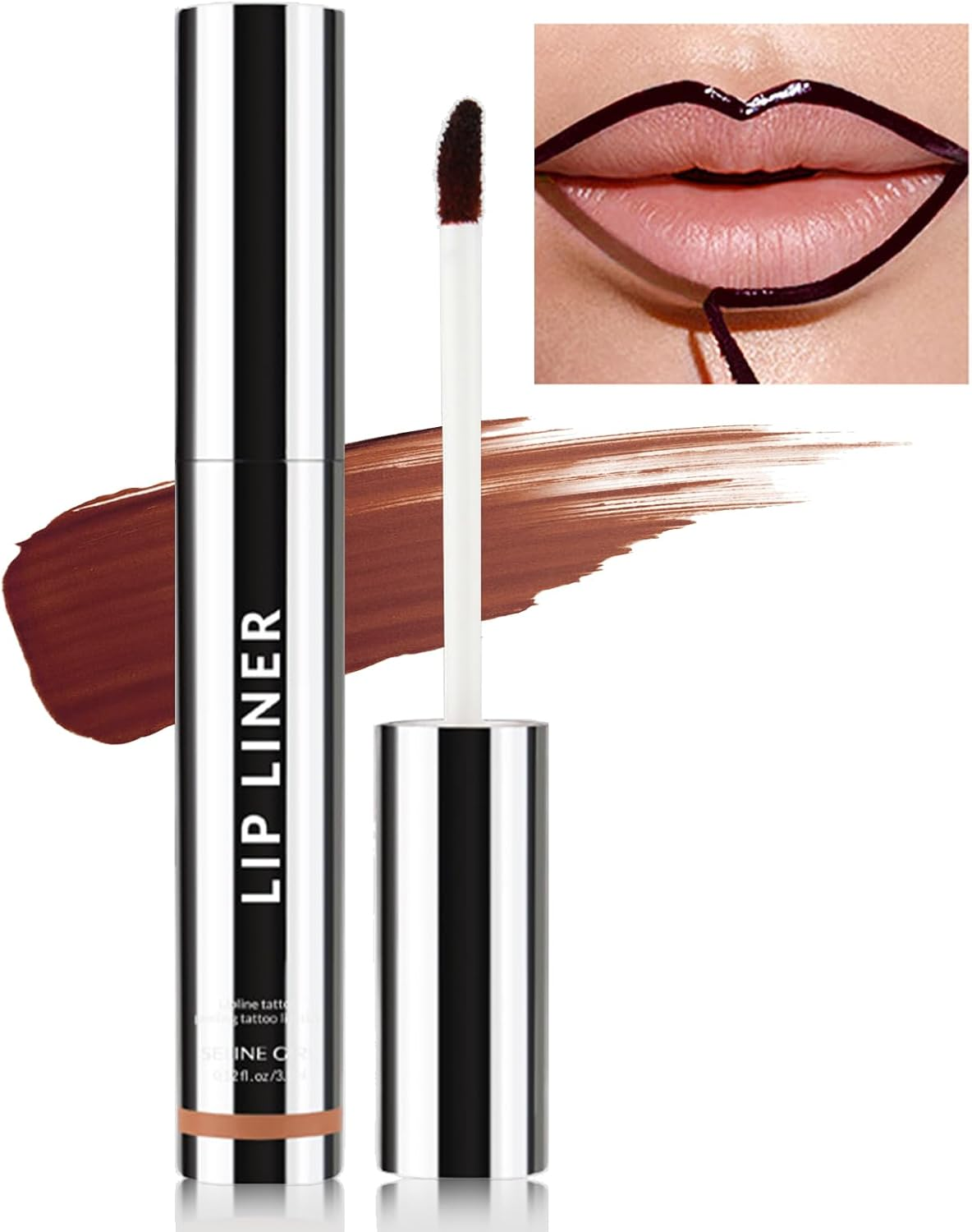 Erinde Peel off Lip Liner Stain, Long Lasting Lip Stain Peel Off, Women Waterproof Matte Lipstick, Transfer Proof Lip Tint Peel Off, Highly Pigmented Color Lipliner #002 Dark Brown