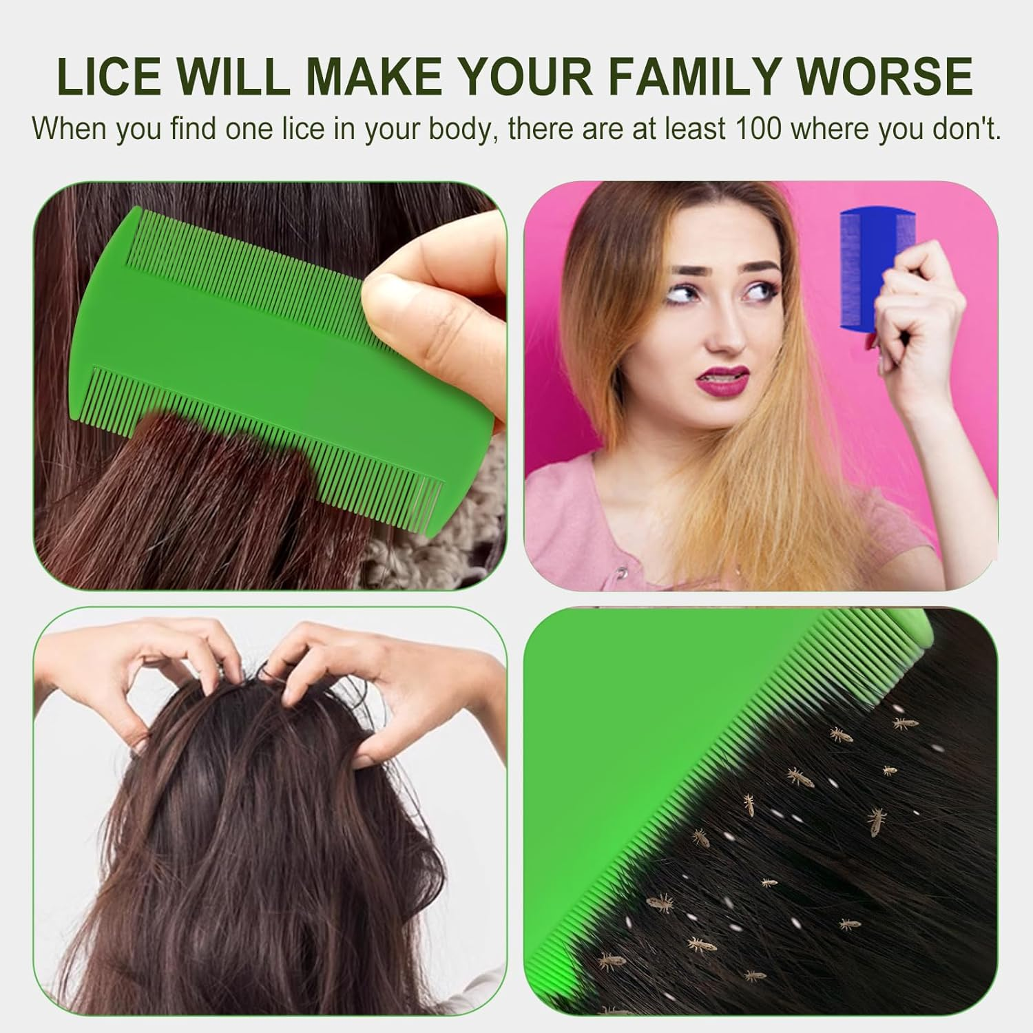 6 Pcs Head Hair Comb, Flea Comb, Double Sided Fine Tooth Comb, Lice Comb for Dandruff Removal, for Adults and Children(6 Colors)