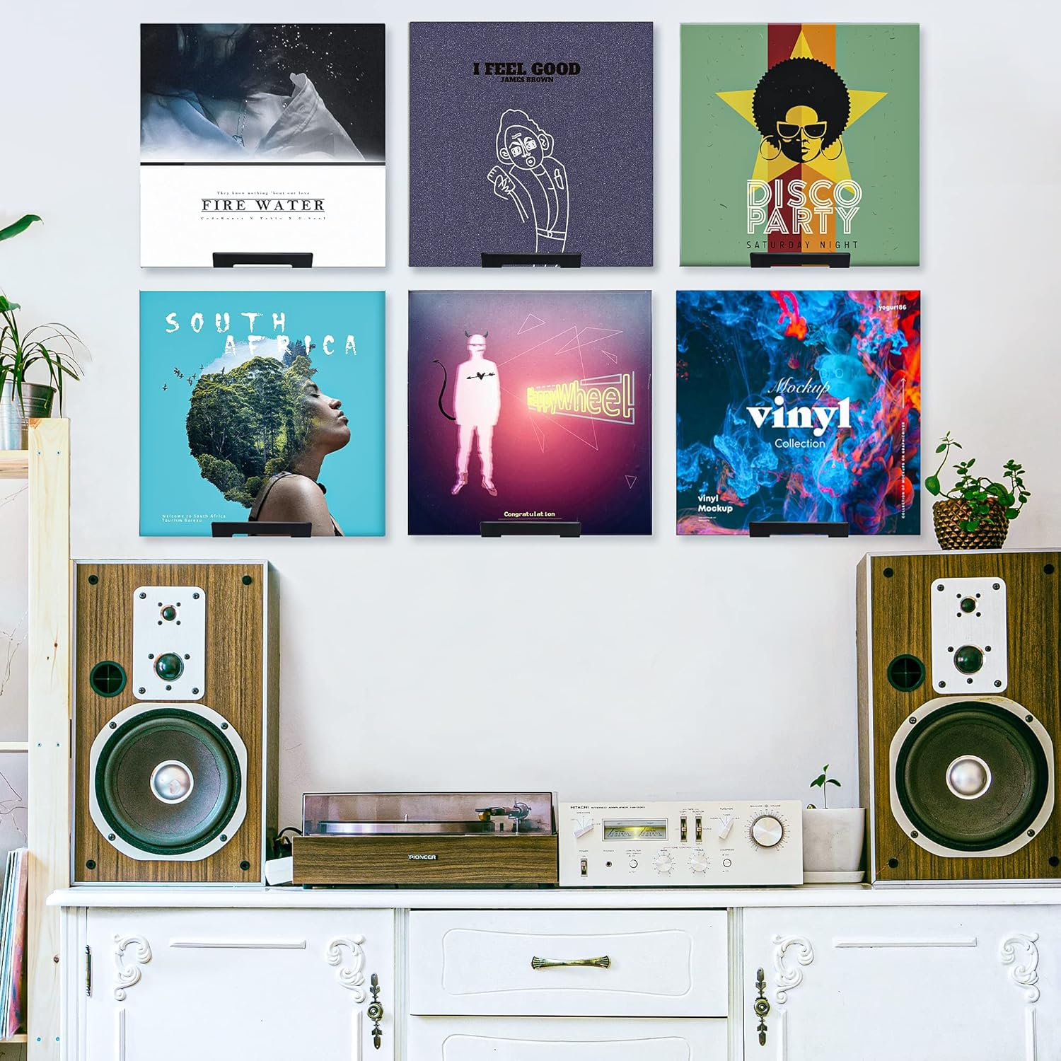 Mylifeunit Vinyl Record Wall Mount, 6 Pack Metal Record Holder for Albums Display (Black) image number 2