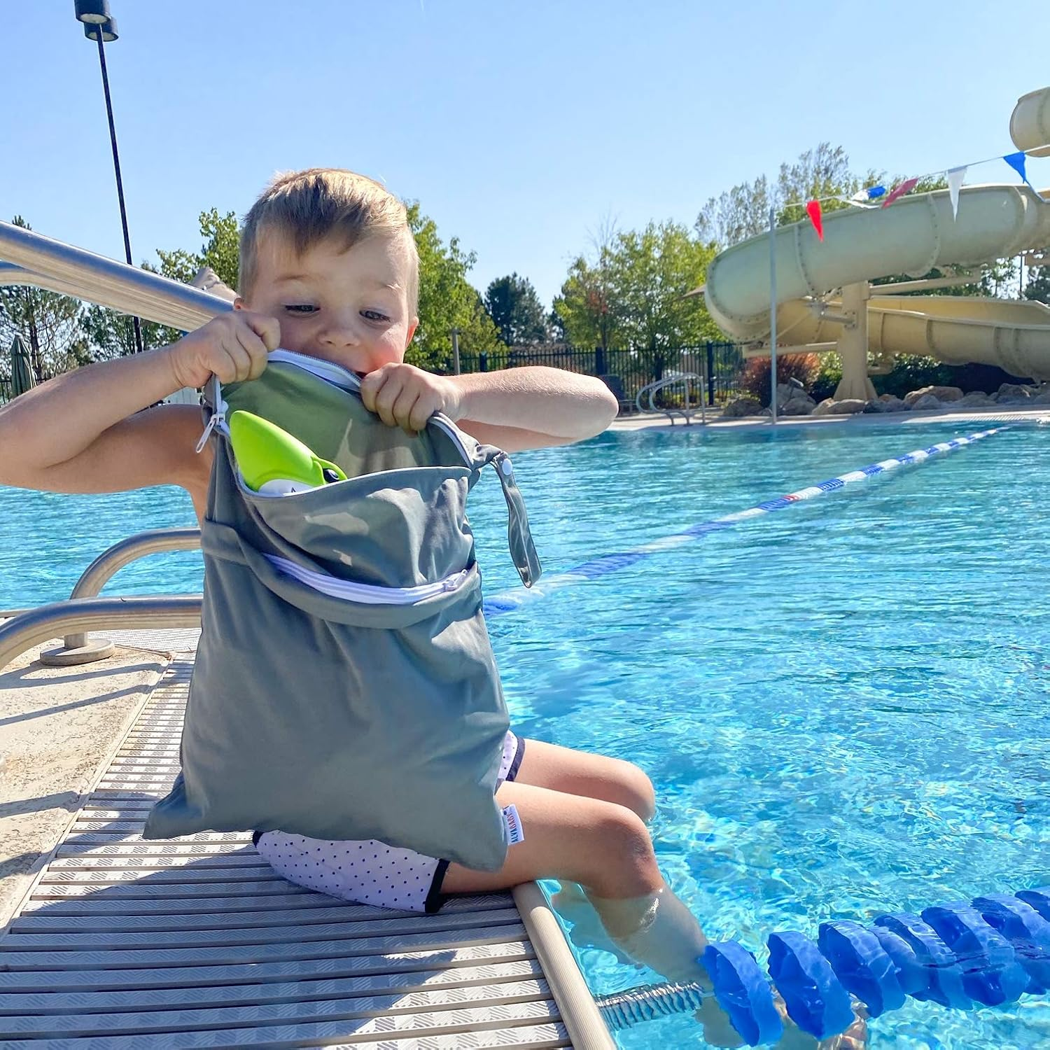 ALVABABY 2Pcs Cloth Diaper Wet/Dry Bags|Waterproof Reusable with Two Zippered Pockets|Travel, Beach, Pool, Daycare, Soiled Baby Items,Yoga，Gym Bag for Swimsuits or Wet Clothes L2629 - 01Blackgray image number 1