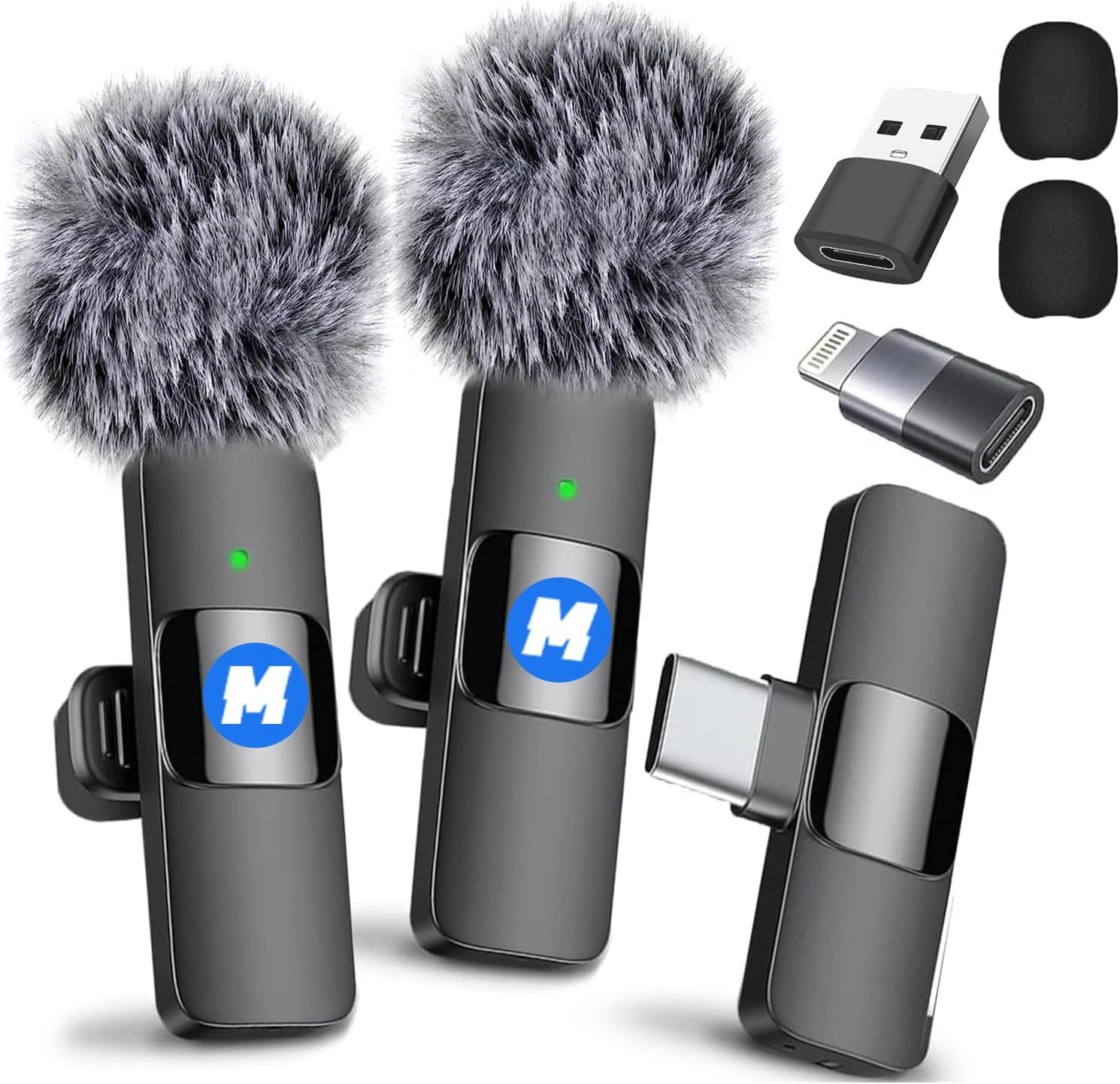 Mini Mic Pro Wireless Microphone for Iphone, Ipad, Android, Lavalier Microphone for Video Recording - 2 Pack Iphone Mic Crystal Clear Recording with USB-C for Podcast, ASMR(H58)