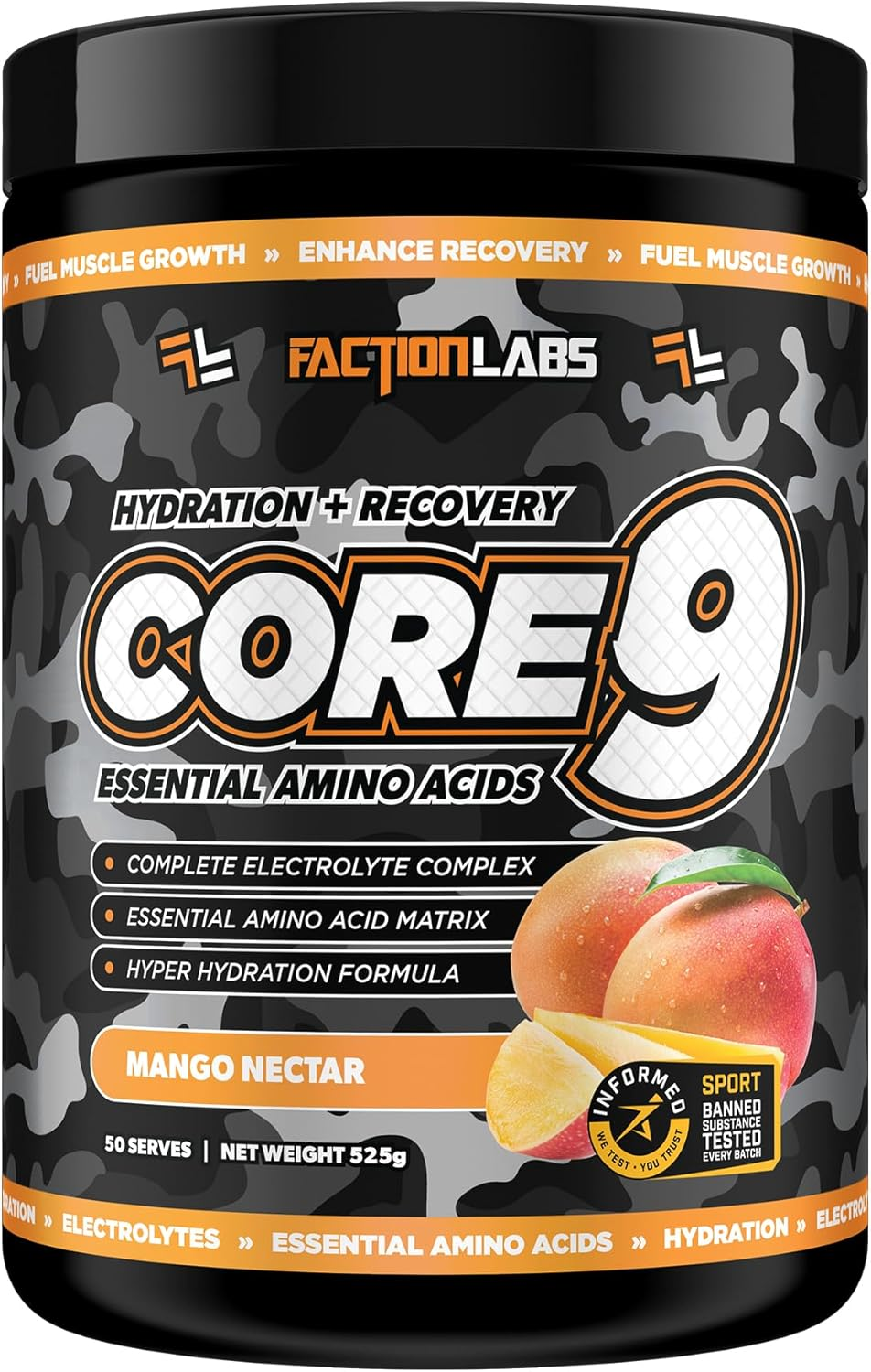 Faction Labs Core 9 EAA - Recovery & Hydration - 50 Serves / 525G - Juicy Grape