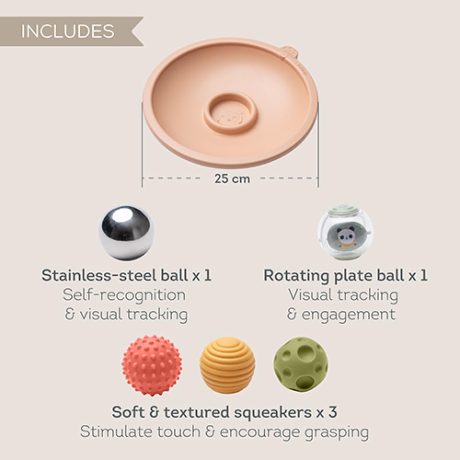 Taf Toys Tummy Time Play Tray with 5 Sensory Balls for Babies 3-6 Months - Interactive Baby Ball Toy - Enhances Motor Skills, Hand-Eye Coordination - Fun Toddler Ball Toys for Toddlers 1-3 image number 4