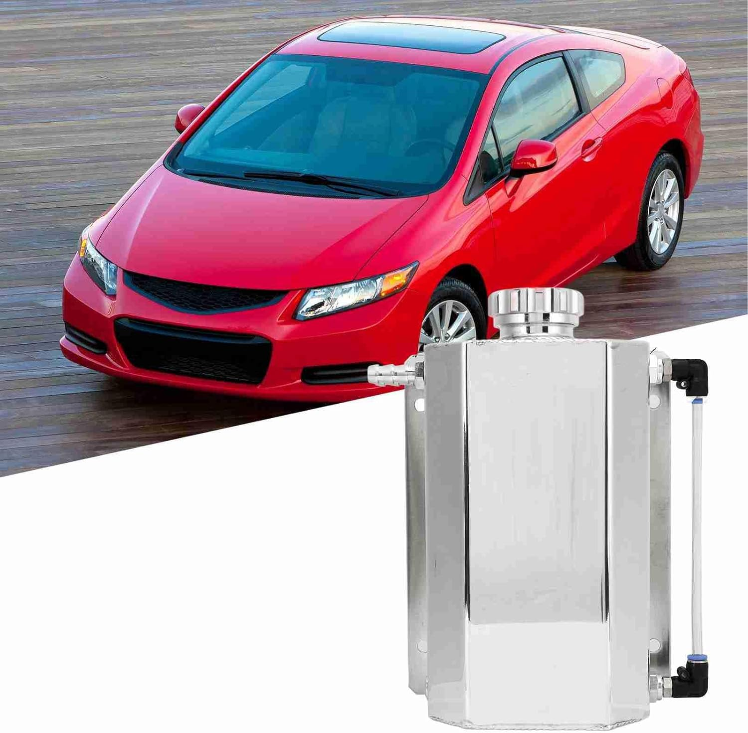 Coolant Expansion Tank 2L Capacity, Securely Sealed, Aluminum Alloy Material, Sturdy Construction, Fit for Subaru Enhances Engine Performance (Silver) image number 2