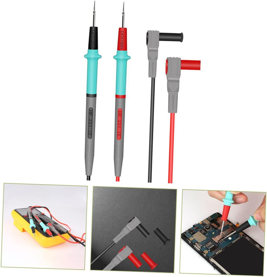 Gatuida High Precision Multimeter Test Leads Kit 1000V/20A Silicone Insulated Probes Ultra-Fine Needle Tips for Automotive and Electronics Testing