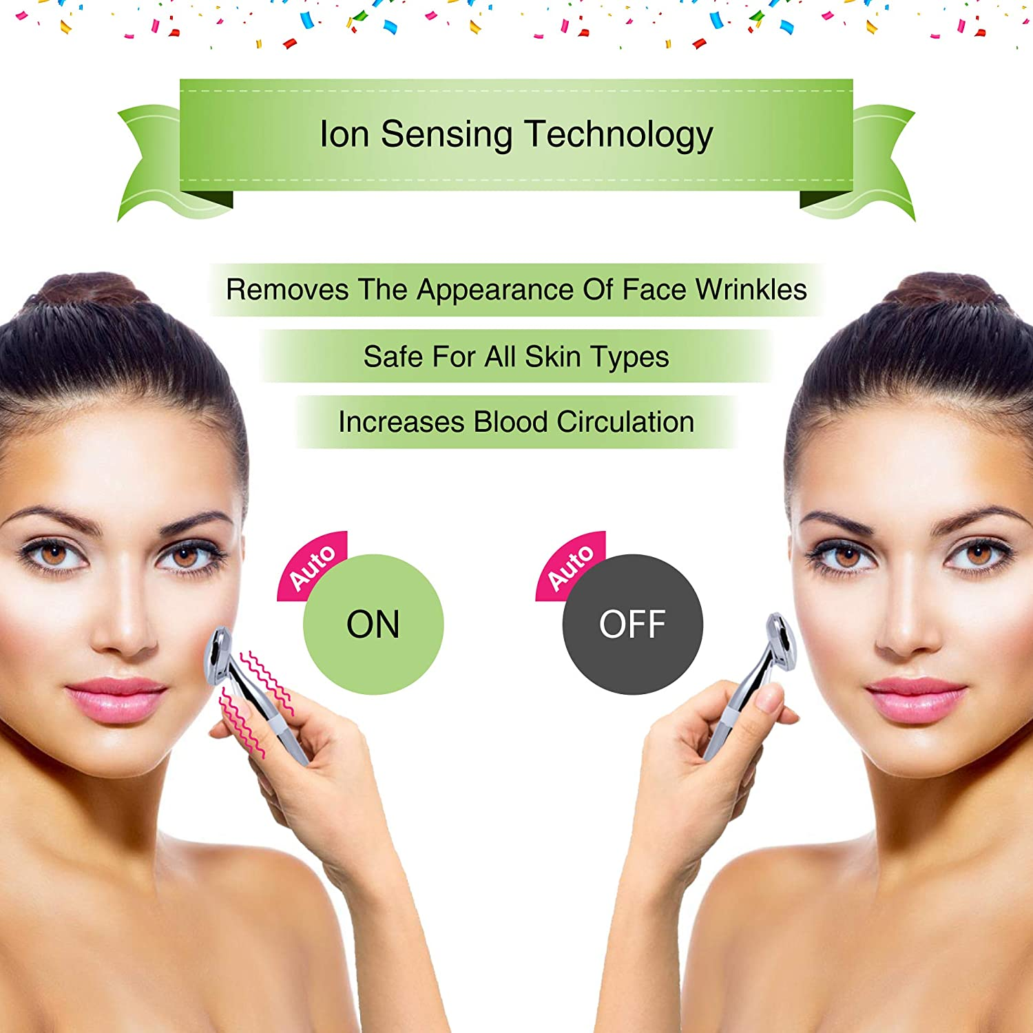 VIJUVE anti Aging Face Massager for Wrinkles Appearance Removal and Facial Skin Tightening - Boost Effects of Skin Care Cream, Serum - anti Wrinkle Facial Toning Massage Device image number 5