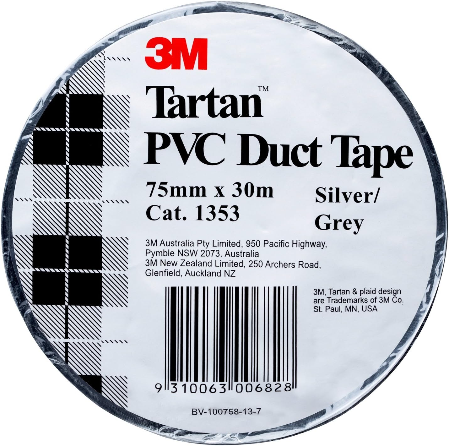 3M Tartan PVC Duct Tape Silver Grey 75Mm X 30M