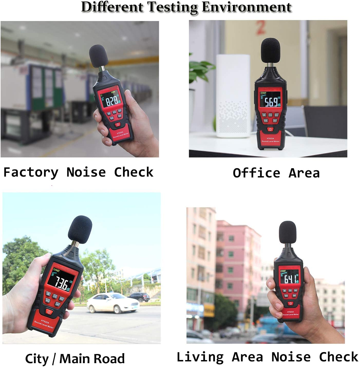 AUTENS Decibel Meter, Digital Sound Level Meter 30-130Db(A) Range with Max/Min/Data Hold, Fast/Slow Mode Ect. Auto/Manual Range image number 1