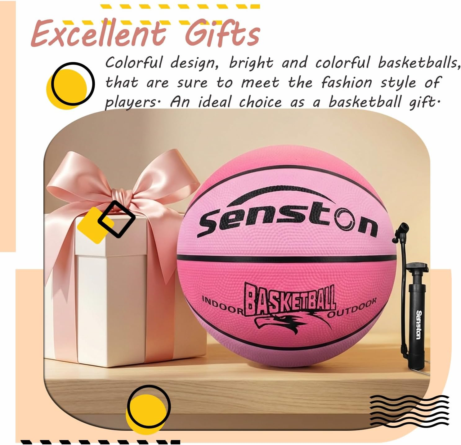 Senston 27.5"/29.5" Basketball Balls Outdoor/Indoor Size 5/7 Basketballs 27/29 Inch Basket Ball with Pump image number 1