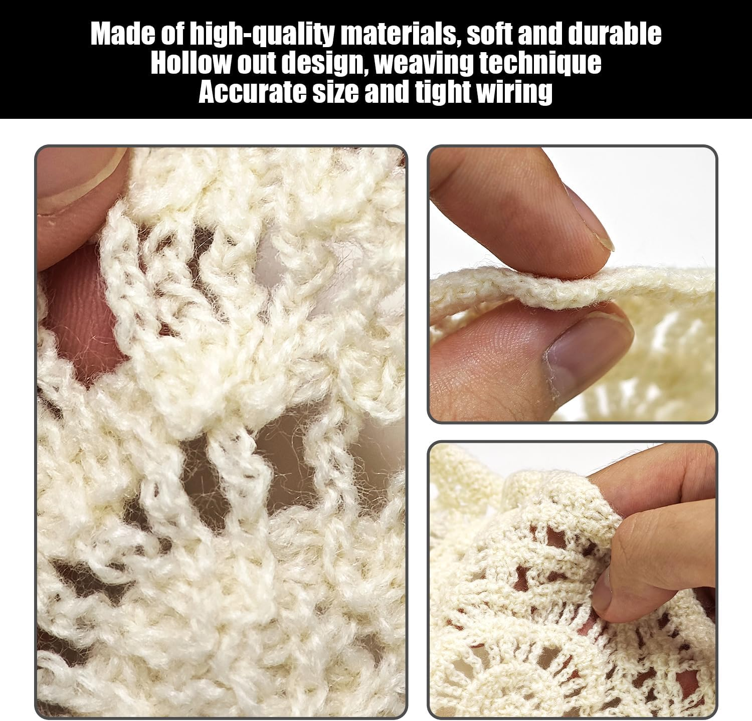 Pack of 2 Headscarves with Hollow Flowers, Hand Knitted Headscarves, Fashionable Elastic Hair Bands, Summer Holiday Hair Accessories, Clothing to Wear with Accessories image number 1