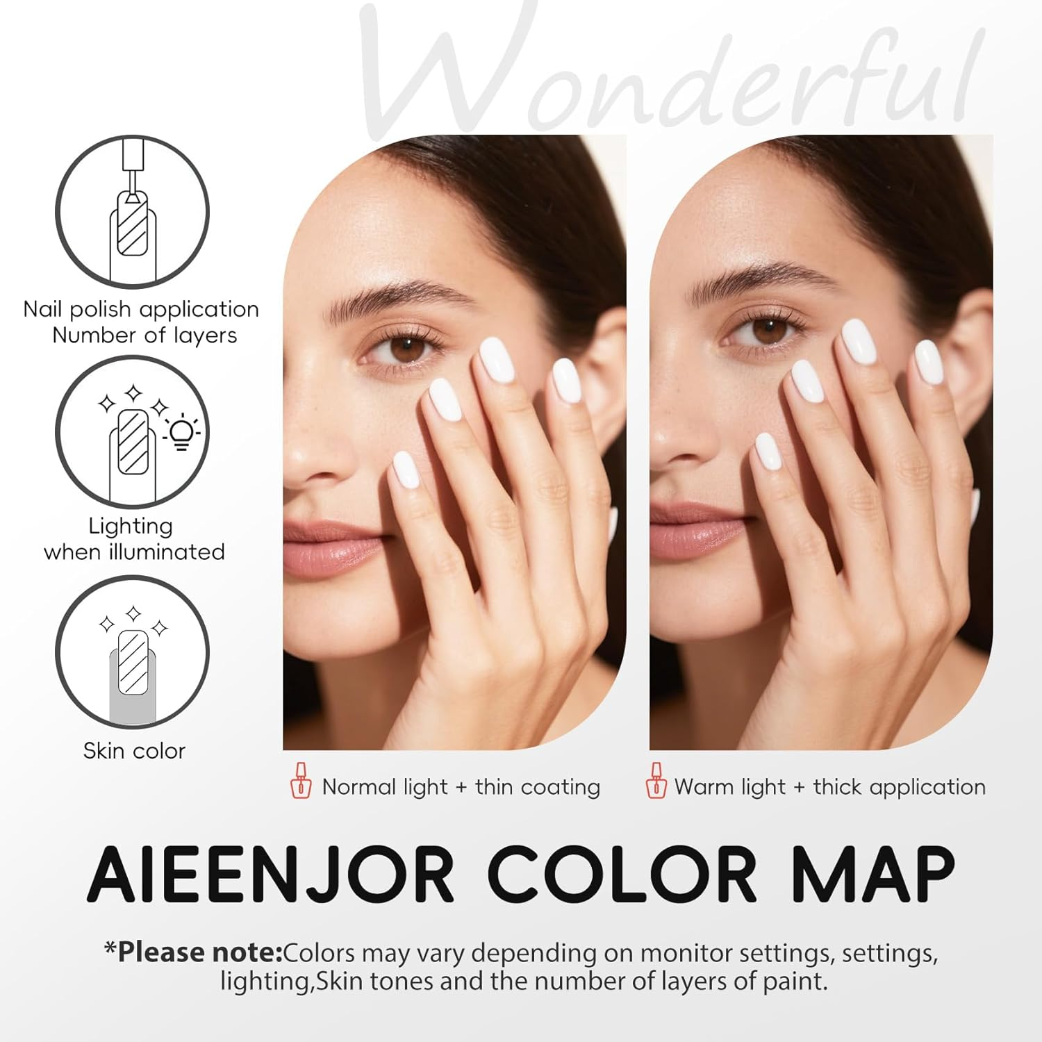 Aieenjor Nail Polish White, 10 Ml Shiny Quick-Drying Long-Lasting Nail Polish for DIY Nail Art Manicure - White image number 3