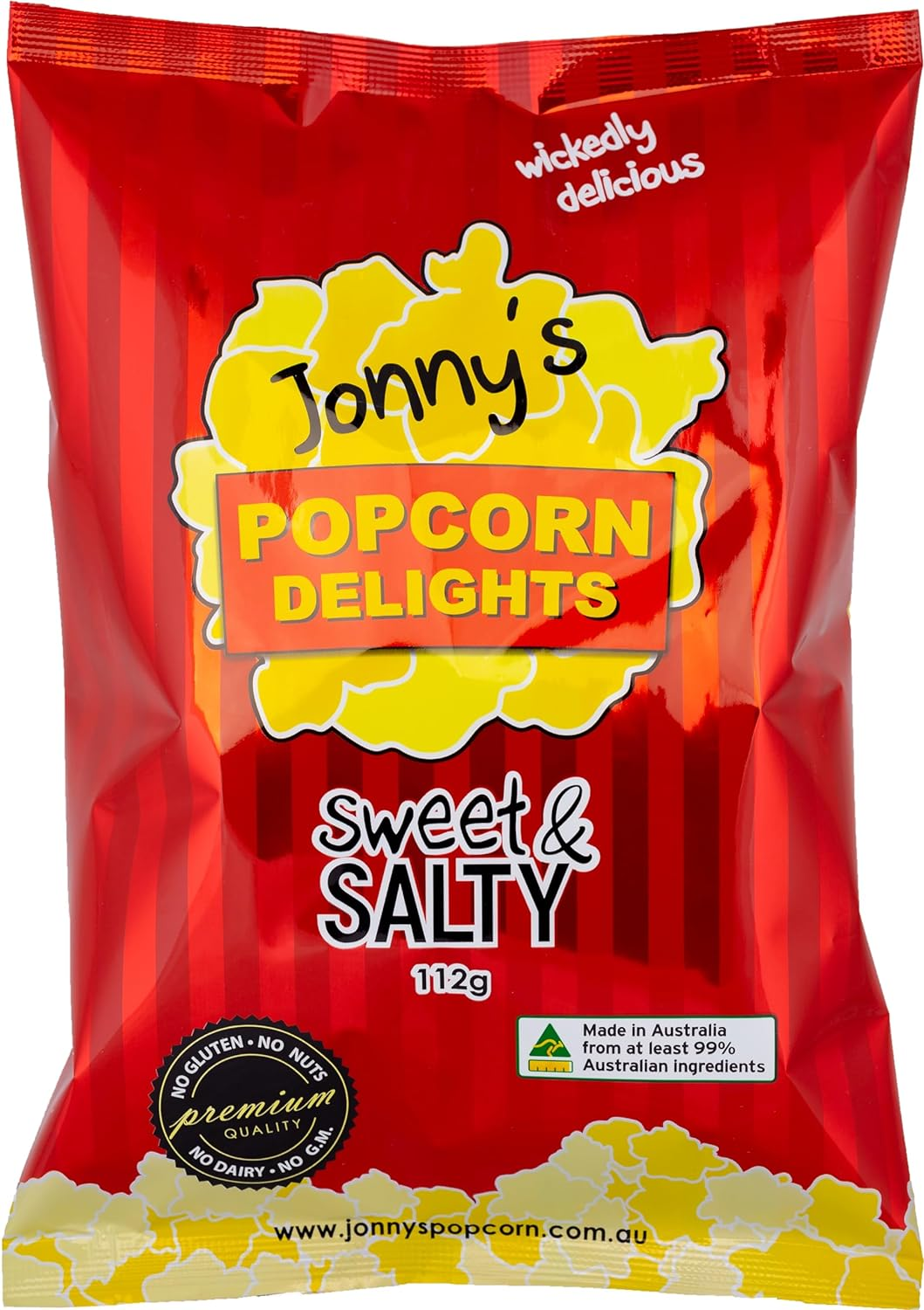 Jonny'S Popcorn Delights - Sweet and Salty Wholegrain Popcorn, 112 G (Pack of 12)