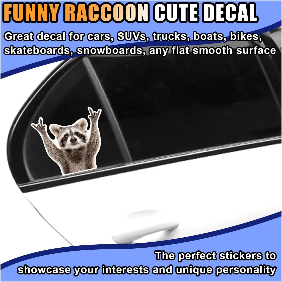 Funny Rocking Raccoon Sticker Decal - Cute Car Window Decal Waterproof Vinyl Sticker, 5.11&times;4.42 Inch Raccoon Pattern Car Laptop Wall Window Bumper Sticker (1PC) image number 1