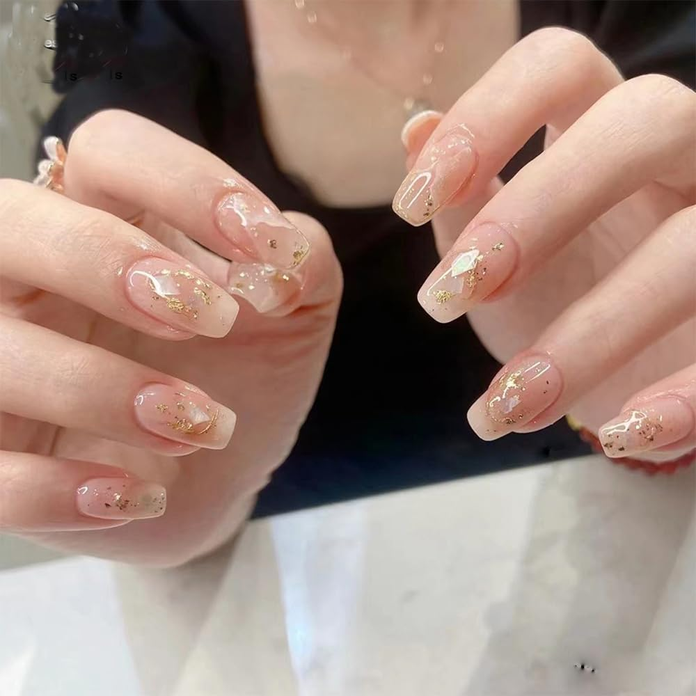 Red Press on Nails Long Square, False Nails 24Pcs Press on Nails Full Cover Fake Nails Acrylic Nails for Women Girls Daily Festival Wear, Jerry Glue Stick on Nails Press on (Pink, Long Square)