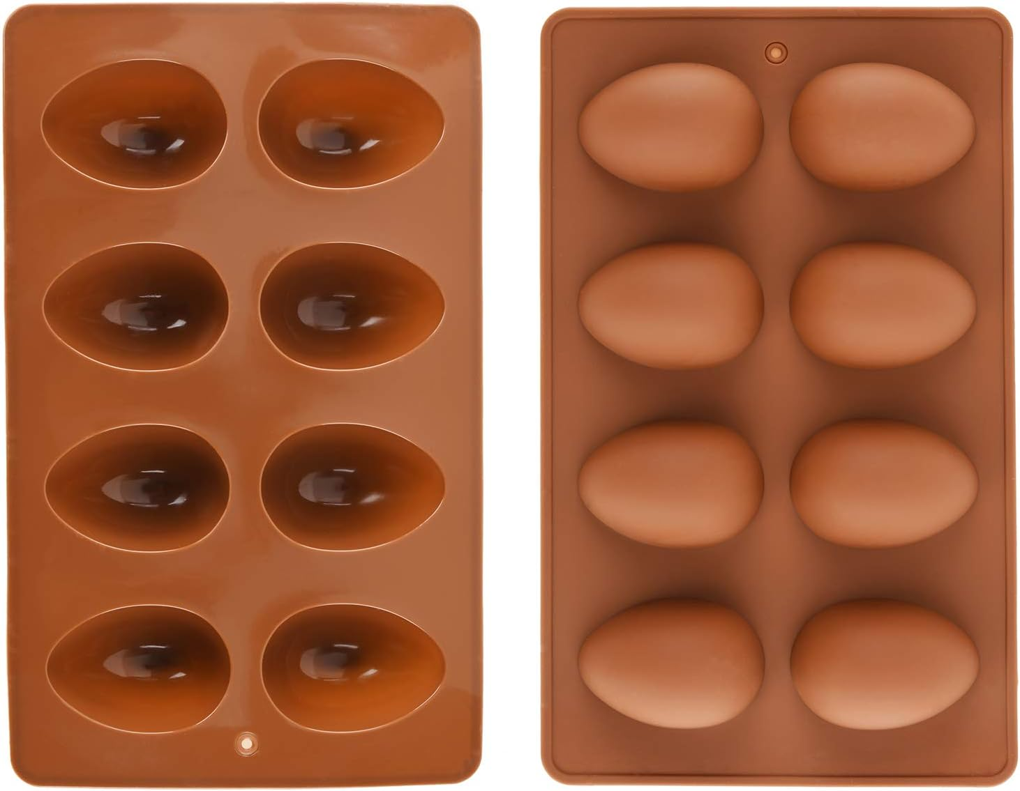 Mirenlife 8 Cavity Silicone Egg Pan, Egg Tray, Egg Shape Ice Tray, Silicone Baking Supplies for Cake Decorating, Chocolate, Candy, Jello, Baking Pan for Muffin, Bread and More, Set of 2