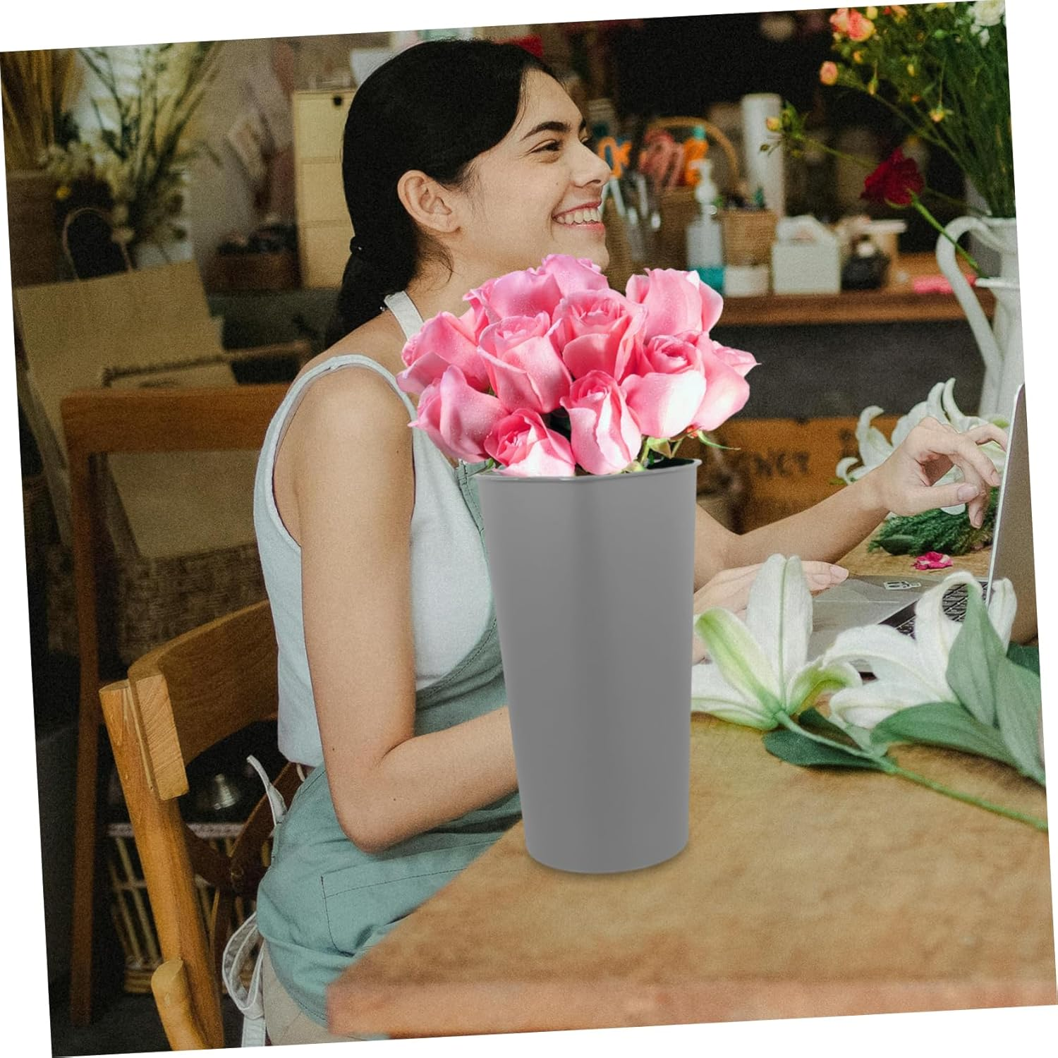 Flower Bucket for Florist Supplies Flower Cooler Buckets Dorm Garbage Can Home Decorative Vase image number 5