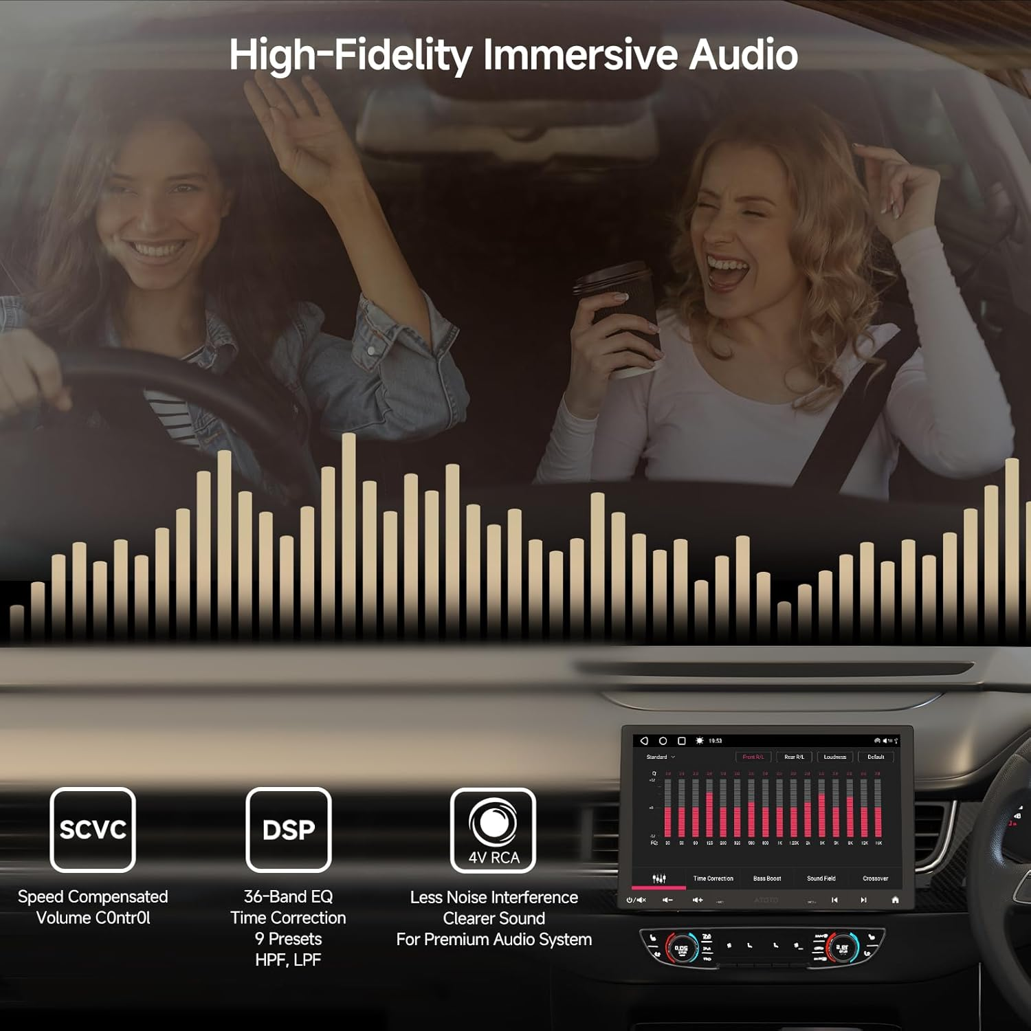 [10" QLED] ATOTOZONE Android AI Double-Din & Single-Din Adaptive Car Stereo Head Unit with Floating Screen, 4G LTE, Wi-Fi/Bt/Usb, Wireless Carplay&Android Auto, 4G+32G, SCVC/LRV, S8G1104MS image number 6