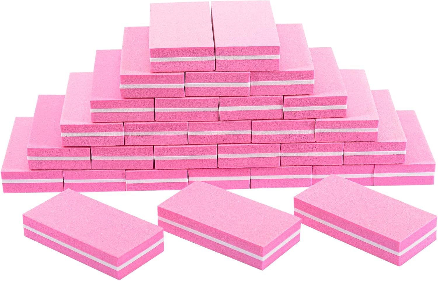 Diesisa Buffer Block Nail File, 100/180 Grit Sponge Nail Buffers for Acrylic Nails, Mini Buffing Block Double Sided for Manicure Tools 30 Count - Pink
