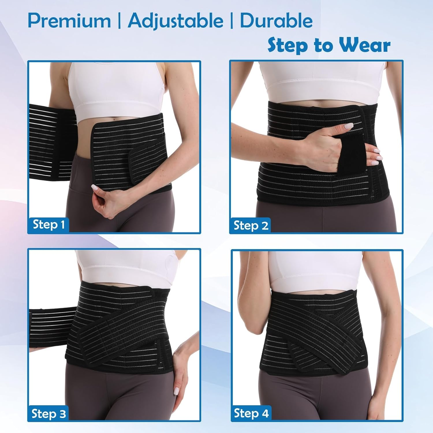 Paskyee Postpartum Belly Band, Abdominal Binder Post Surgery Belly Wrap, C Section Recovery Must Haves, Girdle for Postnatal Care, Waist/Pelvis Belt for Back Pain Relief Black L/XL image number 6