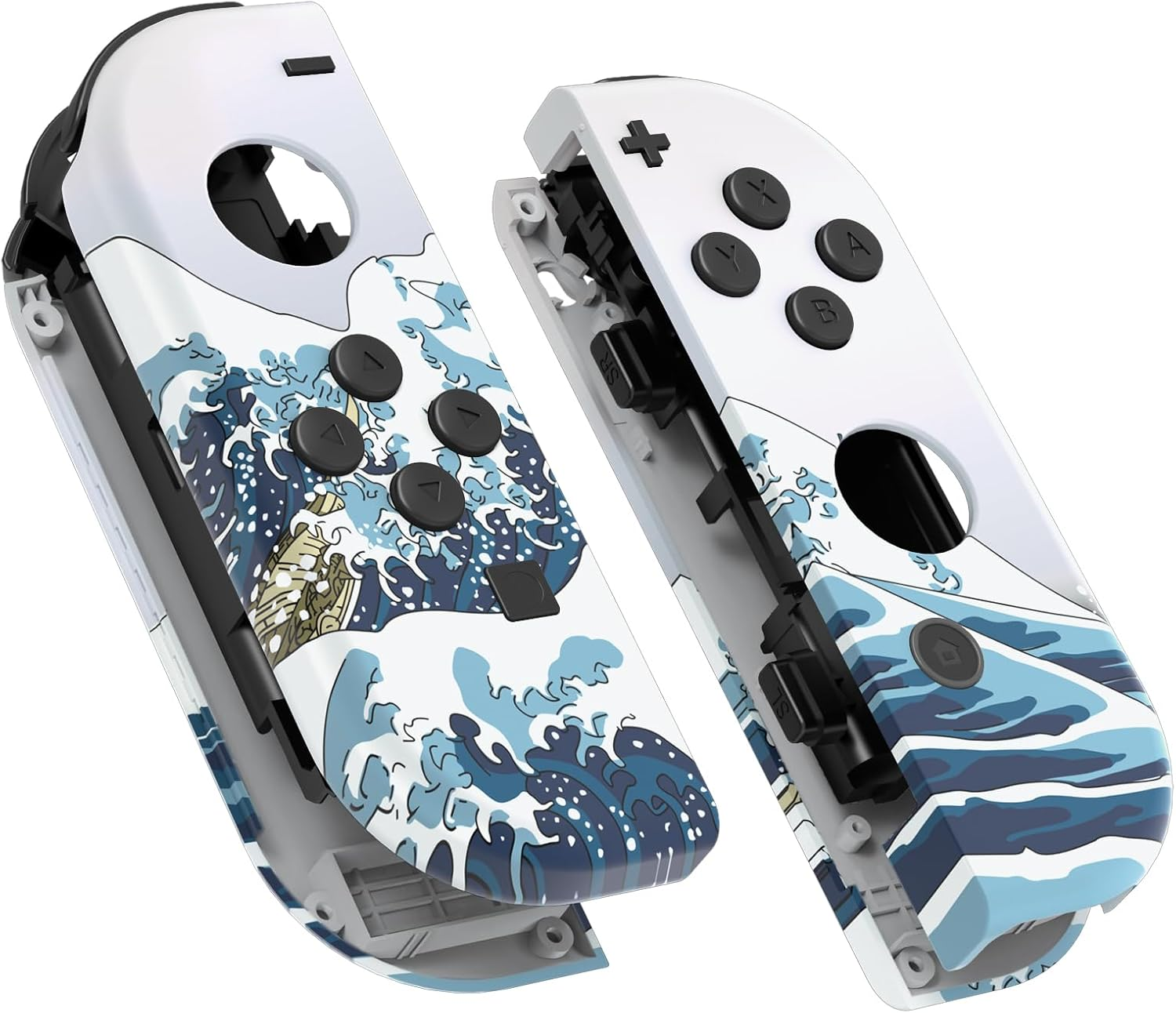 Extremerate the Great Wave Patterned Controller Housing with Full Set Buttons, Soft Touch Grip Replacement Case for Nintendo Switch Joy Con & for Switch OLED Joycon &ndash; Console Shell NOT Included image number 6