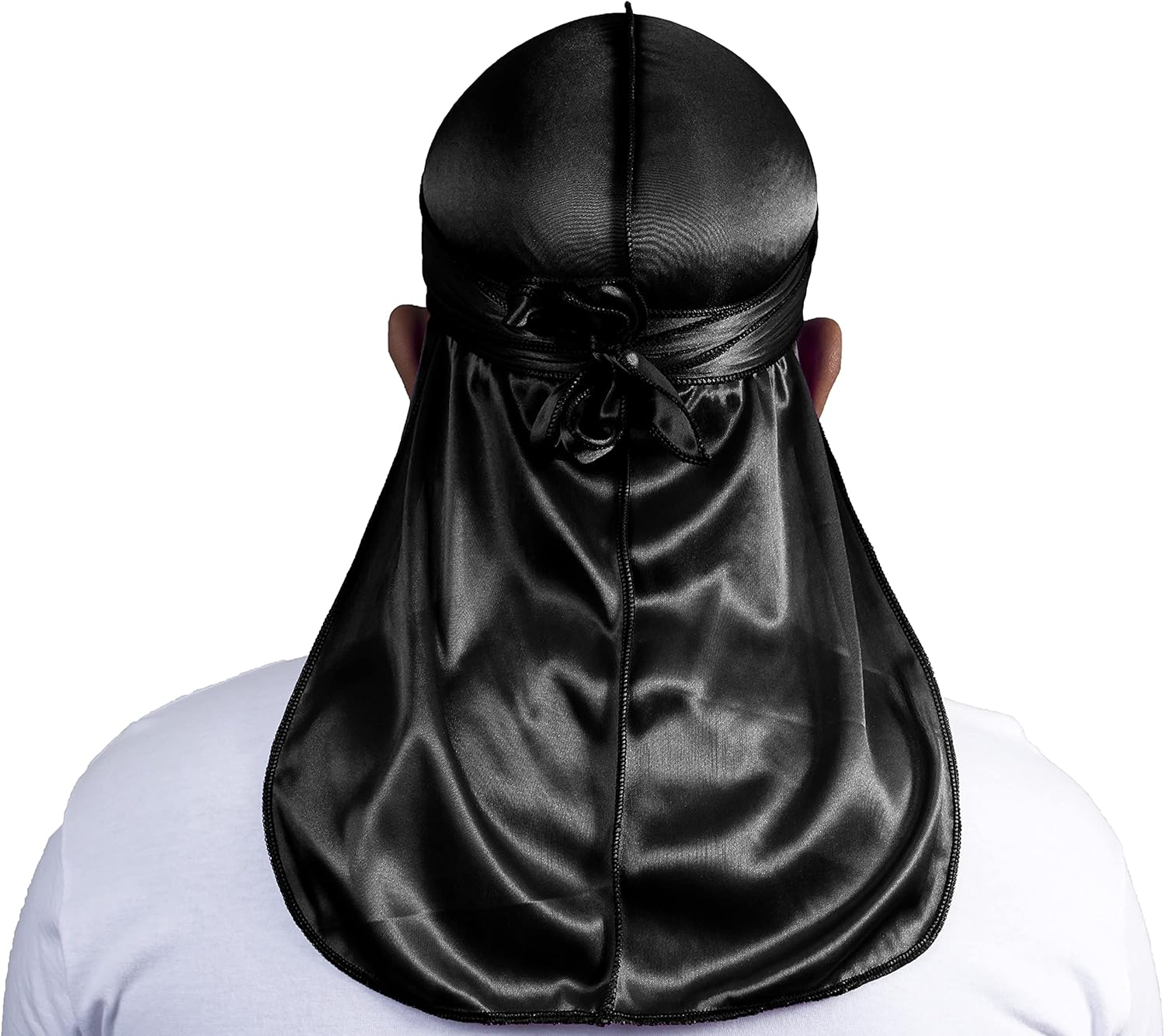 Silky Durag for Men Wave Cap Satin Dorag for Men Women 360 Wave - Black image number 3