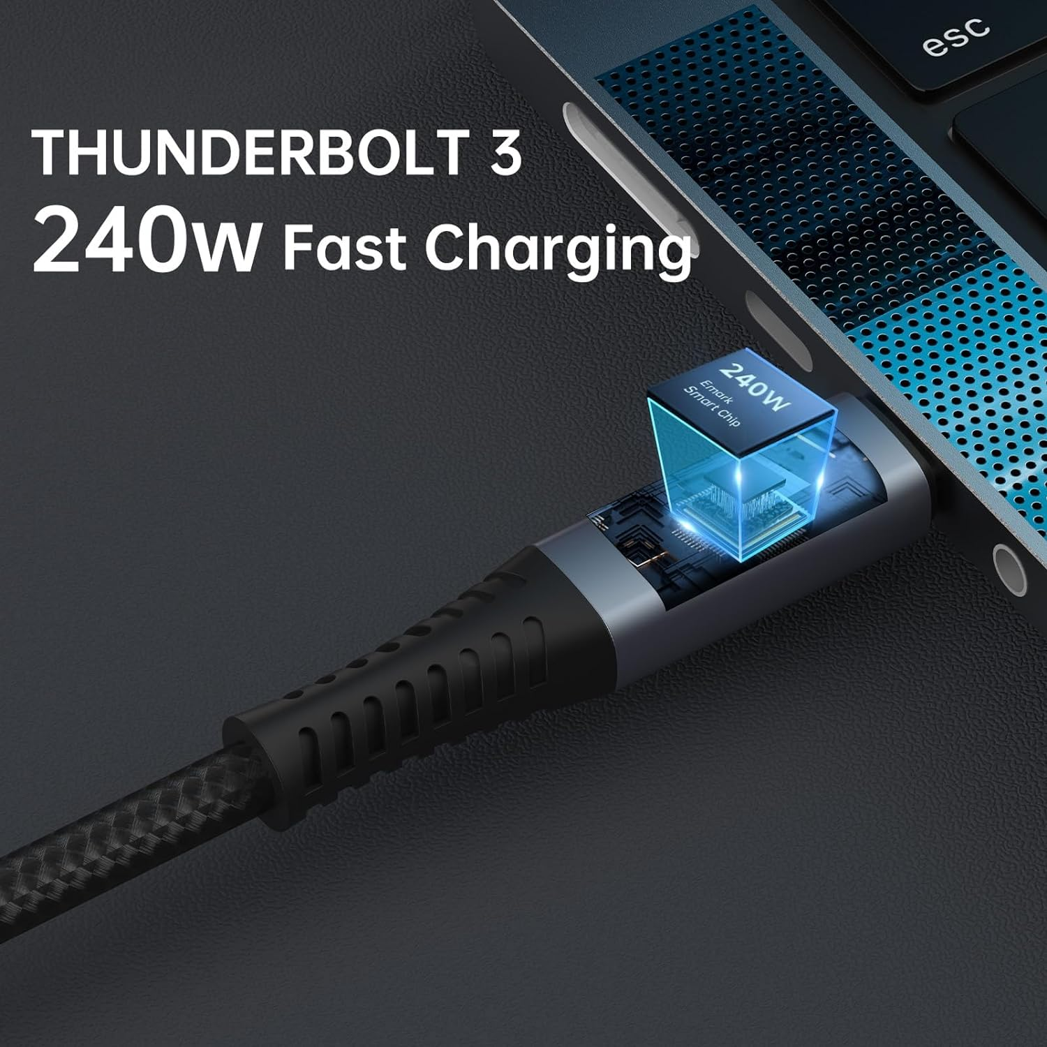 USB C to USB C Cable PD 240W, 1M USB 4 Cable with LCD Display, Support 8K@60Hz, 40Gbps Transfer USB C 4.0 Thunderbolt 3/4 PD Fast Charging Cord for Iphone 15, Macbook, Ipad Pro, Galaxy S23, Monitor image number 4