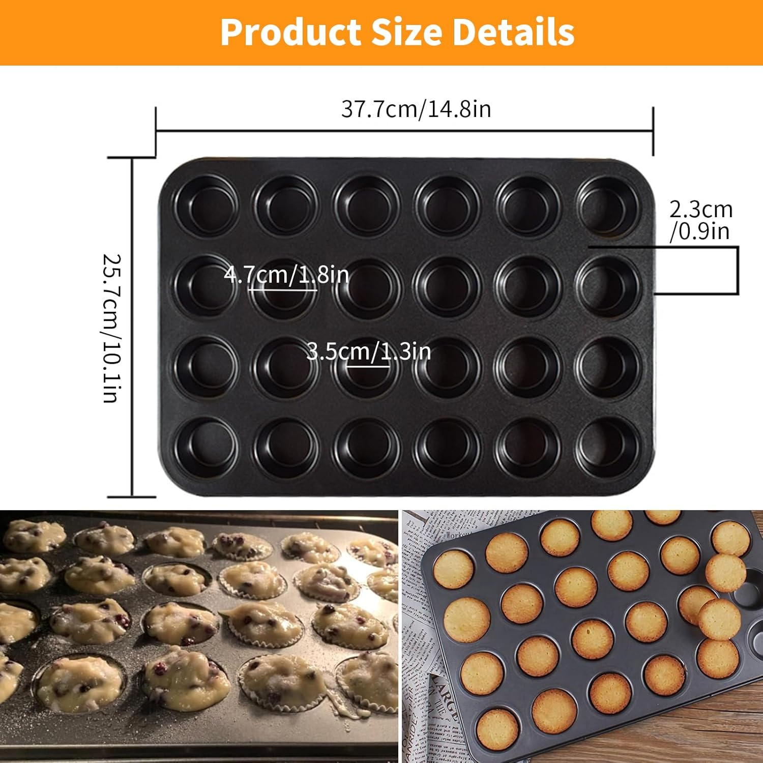 24-Cup Wiltshire Cup Muffin Pan Non-Stick Baking Cups BPA Free Reinforced Thickened Stainless Steel Frame Muffin Pan Cake Molds Bakeware Cupcake Mold for Air Fryer Toaster Oven Counter & More (Golden)