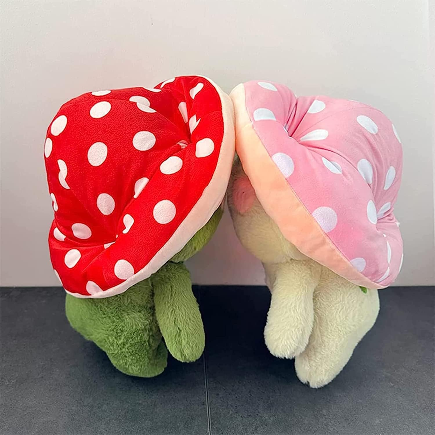 Frog Plush Cute Frog Mushroom Hat Stuffed Animals Kawaii Plush Toys Throw Pillow Home Room Decor Aesthetic Gift(Light Green Frog Red Hat), 17 Inch image number 5