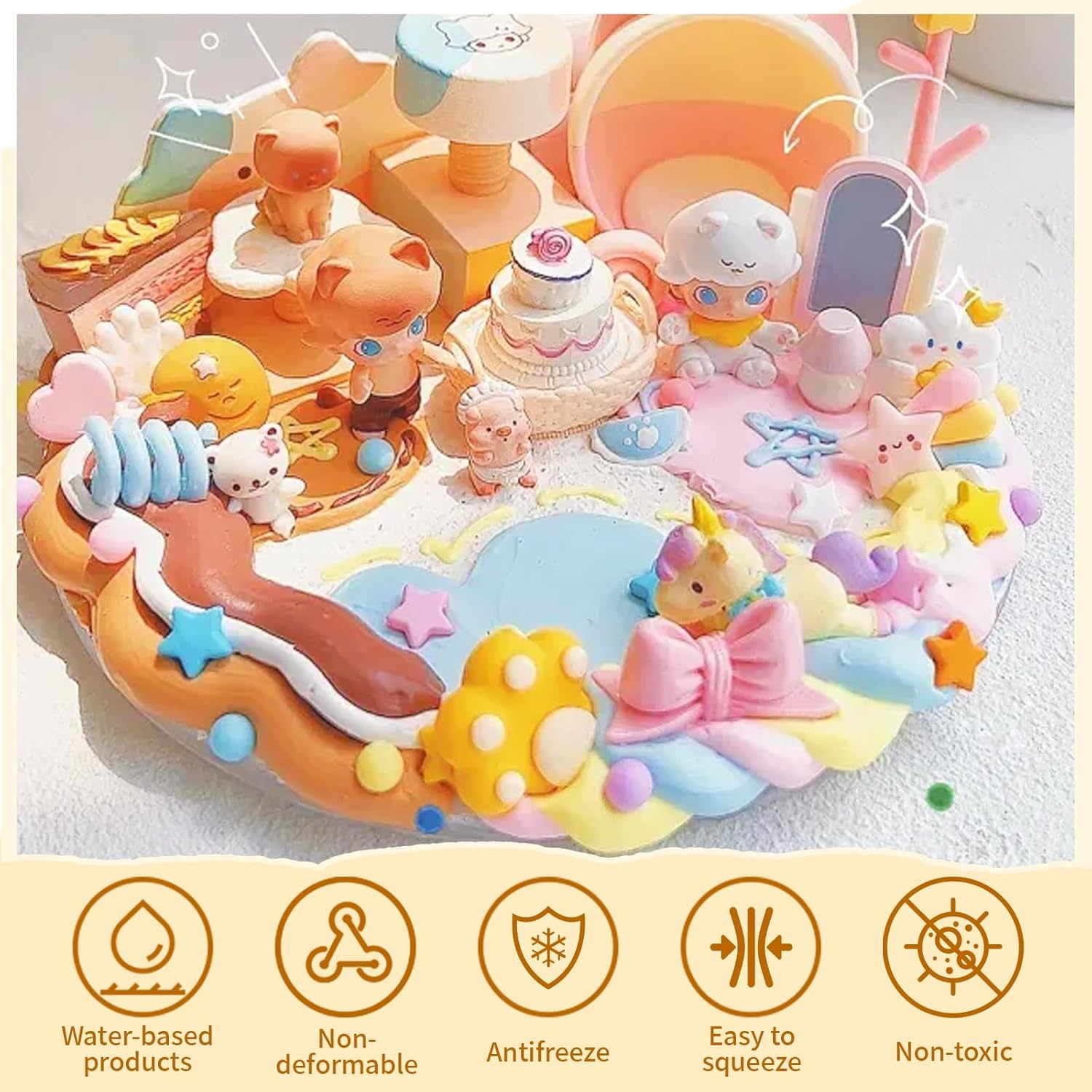 7 Colors Decoden Cream Kit, Simulation Fake Whipped Cream Glue, with Nozzle 3 Pack Decoration, Very Suitable for Making DIY Handicrafts(1.7 Oz) image number 5