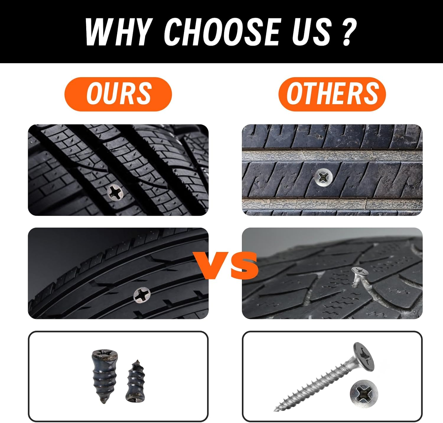 80 Pcs Tire Repair Rubber Nail, Vacuum Tire Repair Kits Spiral Rubber Nails Fast Tool Self-Service Tire Repair Nail for Car Motorcycle Truck (Black) image number 5