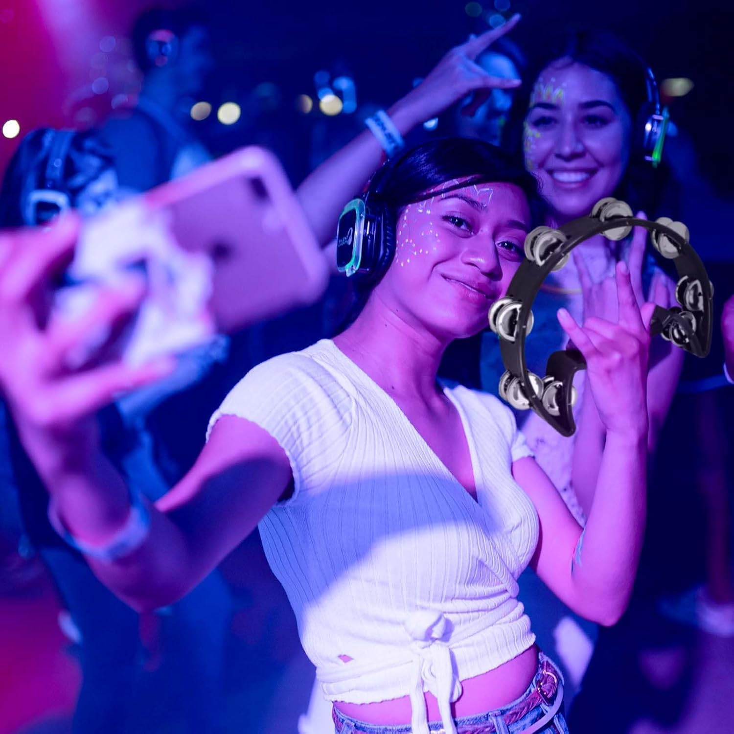 6 Pcs Tambourine, Metal Jingles Hand Held Percussion,Tambourine for Adults,Half Moon and Egg Shakers, Sand Hammer Apply Adults Kids Party, KTV, Church image number 3