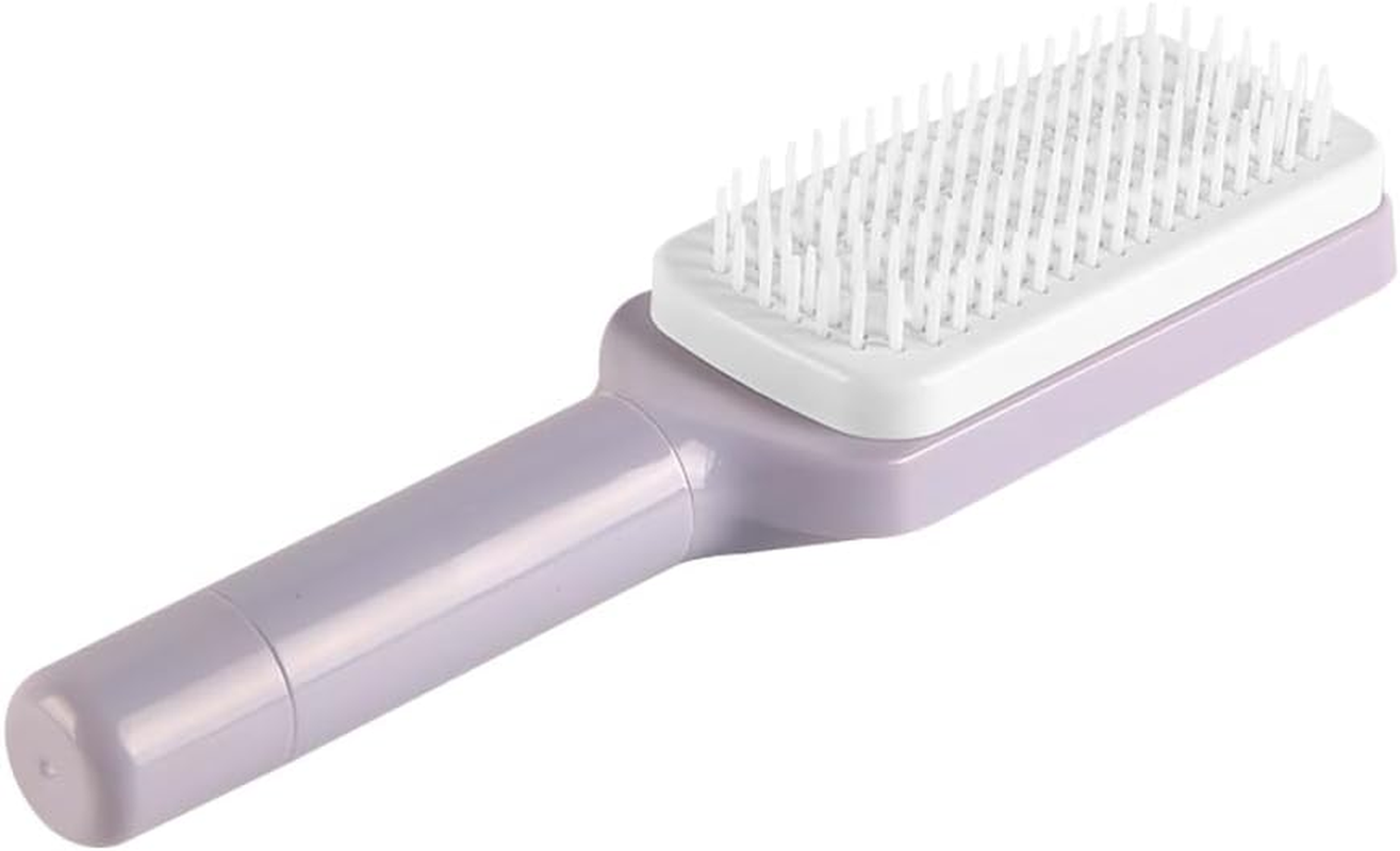 Laroal Purple Self Cleaning Hair Brush, Retractable Cleaning Comb, Anti-Static Hair Brush for Curly, Short and Straight Hair image number 2