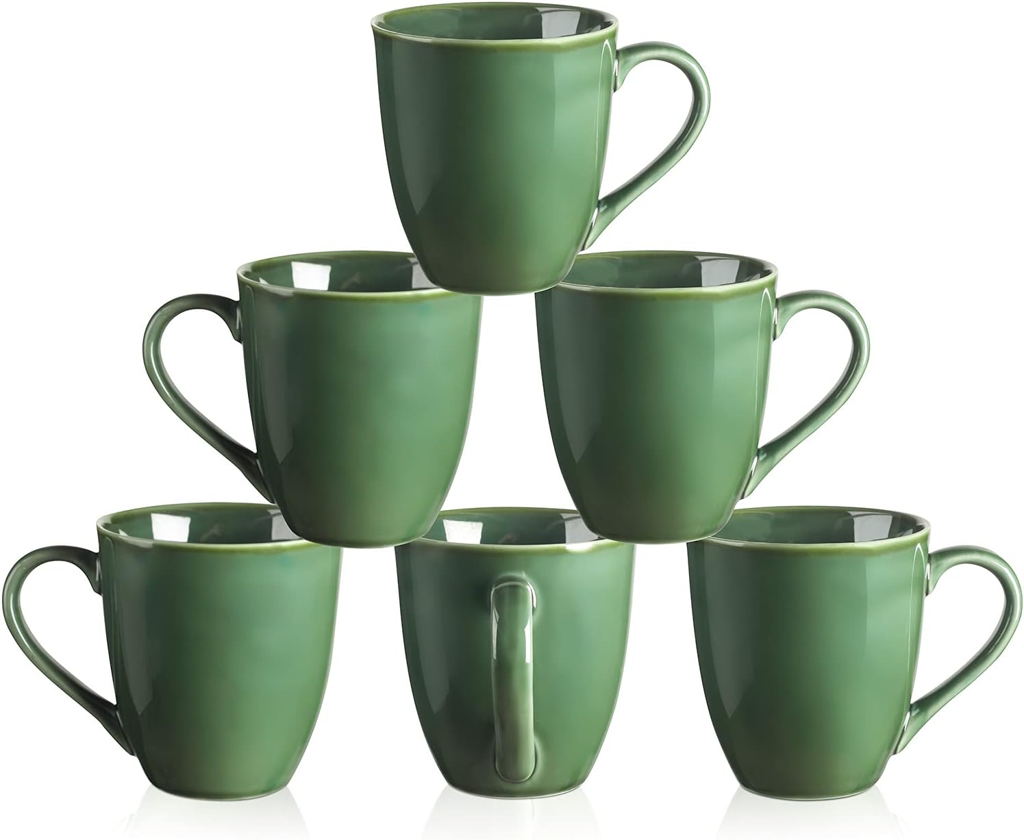 Vicrays Coffee Mug Set, 12 Ounce, Set of 6, Ceramic Mug for Men, Women, Unique Glazed Mugs with Handle for Coffee, Tea, Milk, Cocoa, Cereal(Green)