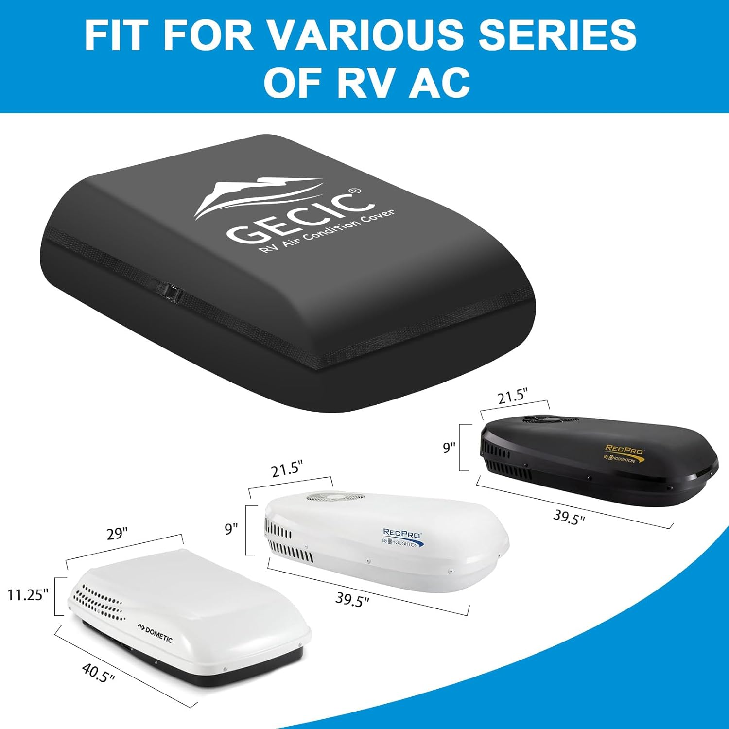 RV Camper Air Conditioner Cover Trailer AC Covers for RV Roof Unit, Compatible with Recpro 9.5K, Dometic Penguin II RV Air Conditioner Winter Covers for outside - RV A/C Cover for Roof