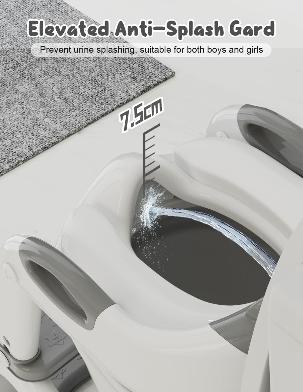 Toddler Potty Training Seat 2-In-1: Removable Potty Seat with Non-Slip Step Stool, Safety Handles & Splash Guard - Waterproof Cushion (Girls & Boys) image number 3