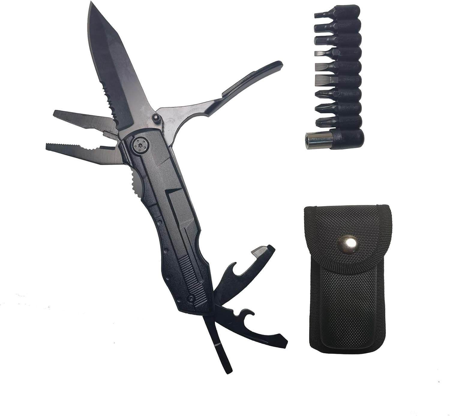10-In-1 Multi Tool Pocket Knife &ndash; Portable Functional Tools with Needle Nose Pliers, Screwdriver Kit, Bottle Opener, for Outdoor Camping, Hiking, Adventure & DIY Repairs image number 6