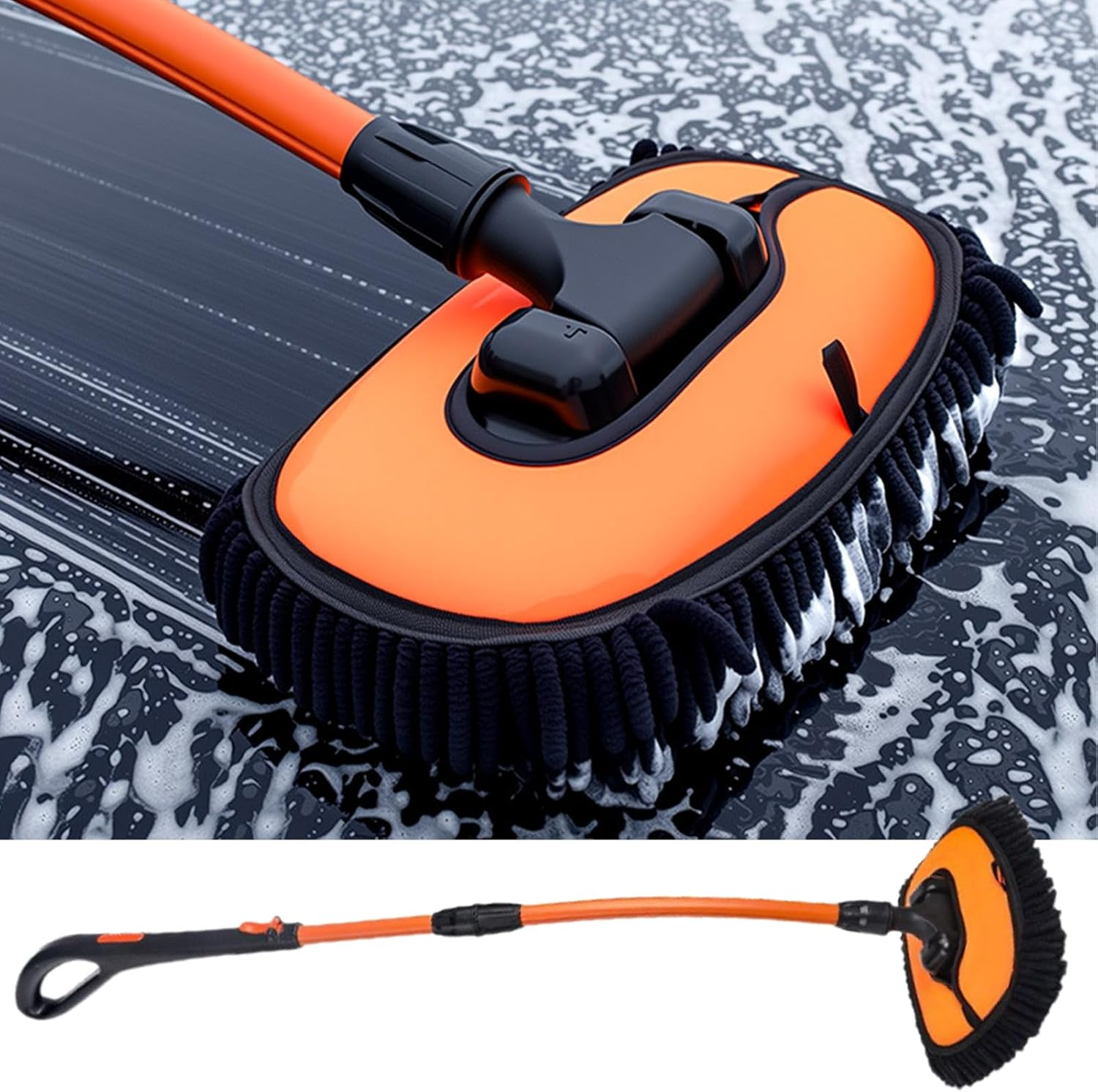 Derwrtup Long Handle Car Wash Mop - Car Cleaning Care Brush - Long Handle No Scratch Extendable Duster for Auto Automotive Dirt Truck Detailing Vehicle Dust Washing
