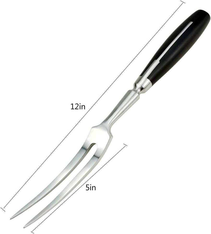 Carving Fork Stainless-Steel Curved Meat Fork 12" - Black image number 3