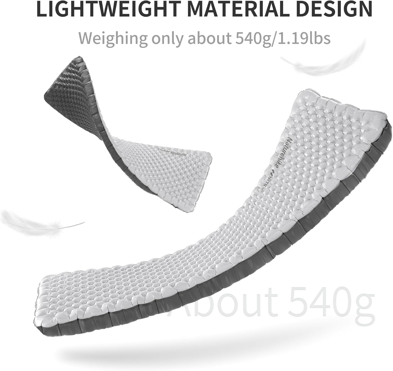 Naturehike TUYE 6.5 Ultralight Inflatable Sleeping Pad, Ultralight Camping Portable Sleeping Pad (Carbon Silver/Square/196 * 64CM) image number 4