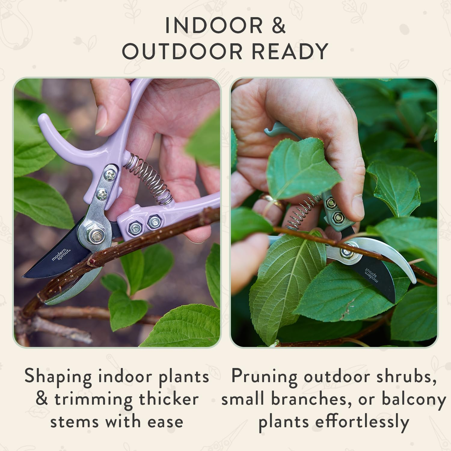 Modern Sprout Hand Pruners - Lightweight Pruning Shears W/Easy Lock- Gardening Scissors - Bypass Sharp Carbon Steel Blade - Rust Resistant - Garden Tools - Reusable Holster - Sage - Chartreuse image number 4