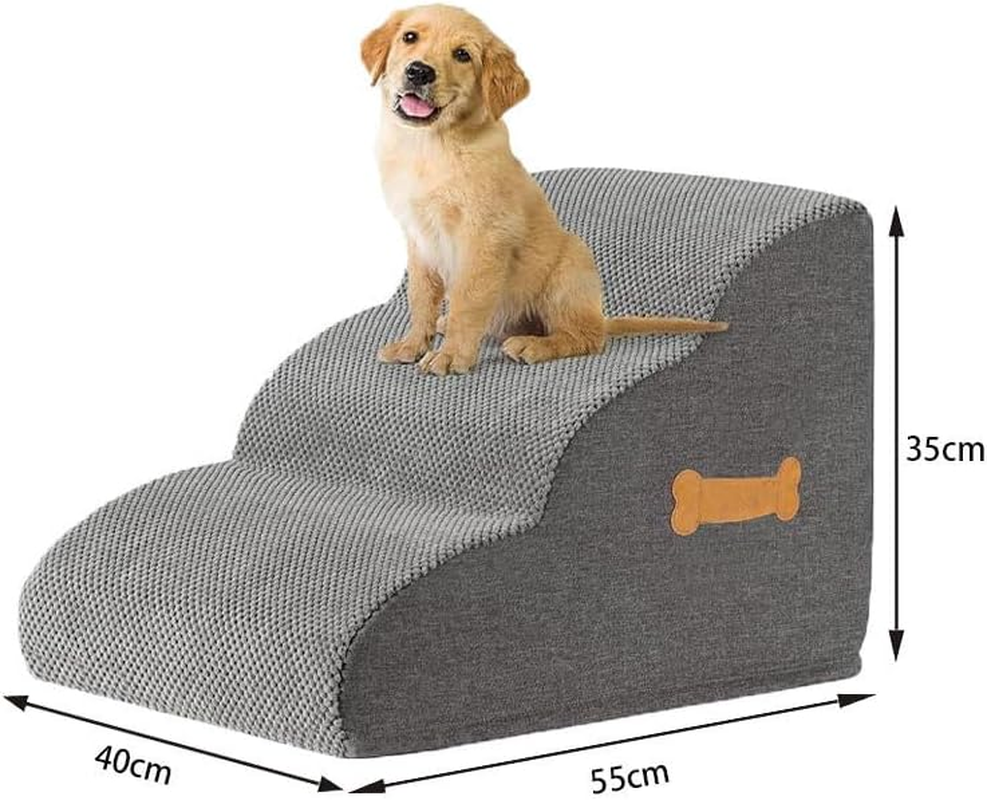3-Tiers Dog Stairs Ramp for Beds Couches Extra Wide Pet Steps with Durable Non-Slip Waterproof Fabric Cover, Dog Slope Stairs for Small Dogs and Cats or Pets Friendly image number 1