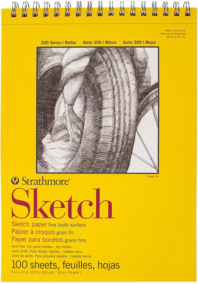 CRAFT COUNTY Strathmore 300 Series Sketchpad 100 Sheet 9 X 12 Inches Size White Sheets Great for Students Kids Artist School Projects Classroom Sketching Book