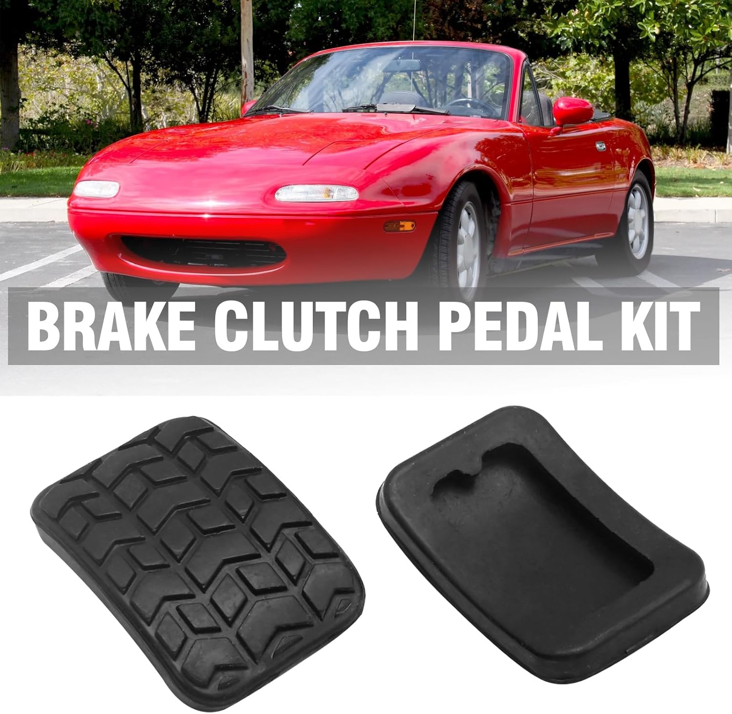 2Pcs Clutch Pedal Pad Replacement for Mazda Miata 1990 1991 1992 1993 1994 1995 1996 1997 1998 1999 2000 2001 2002 2003 2004 2005 Replacement for Mazda 323 Replaces B09243028 image number 1
