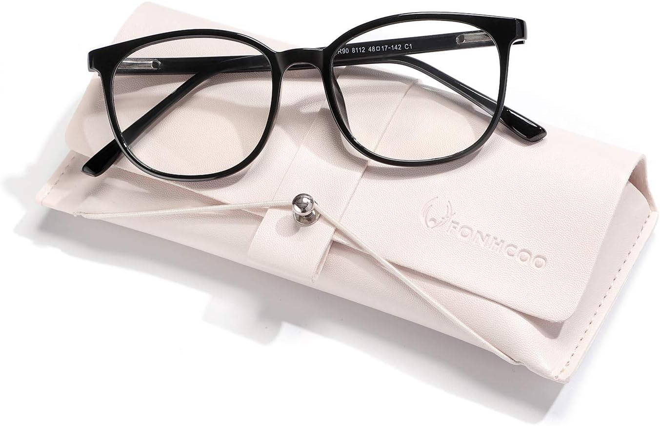 FONHCOO Blue Light Blocking Glasses Fashion round TR90 Frame Transparent Eyewear anti UV Computer Glasses for Women Men