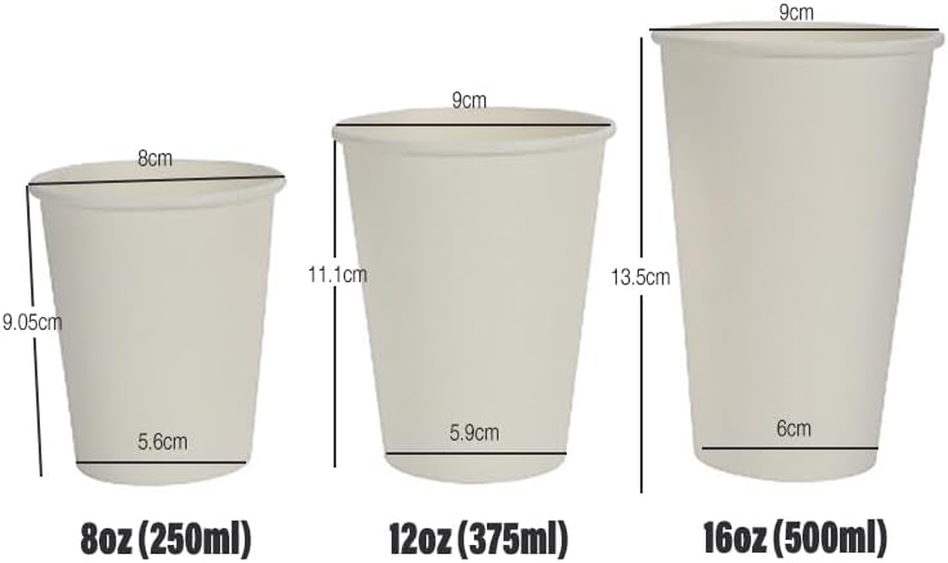 AIMALL Disposable Coffee Cups 8Oz 12Oz 16Oz Takeaway Paper Single Wall Take Away Bulk, No Lids image number 5