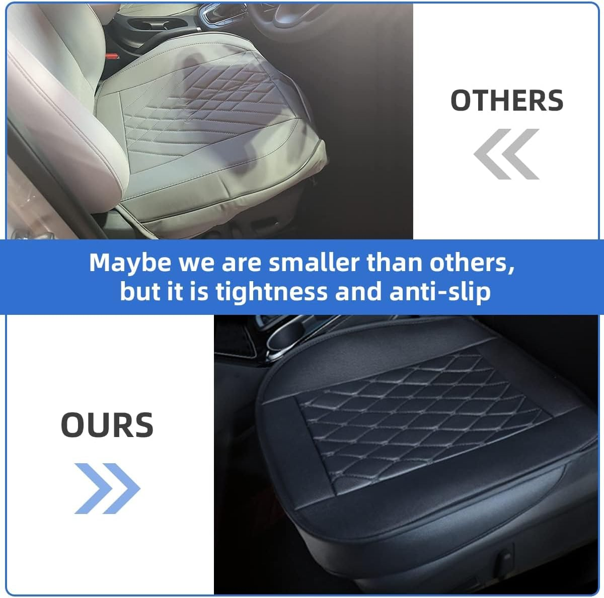 2 Pack Car Seat Cover PU Leather, Car Seat Protector for Front Seat Bottom with Storage Pocket, Anti-Slip Soft Car Seat Cushion for Driving, Car Seat Cover Front 2Pcs, Universal Fit 90% of Cars,Black image number 6