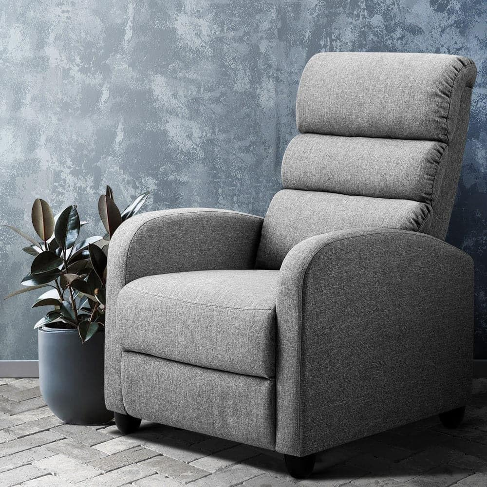 Artiss Recliner Chair Fabric Lounge Sofa Armchair, Home Furniture Health Personal Care, Adjustable Backrest Footrest Seat for Ultimate Comfort Office Grey image number 2